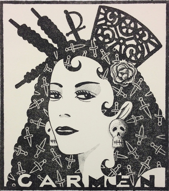 Serie: Diosas de la ópera: Carmen b/n |Obra gráfica de Fernando Bellver | Compra arte en Flecha.es