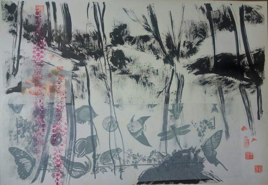 La laguna del bosque |Collage de Martmina | Compra arte en Flecha.es