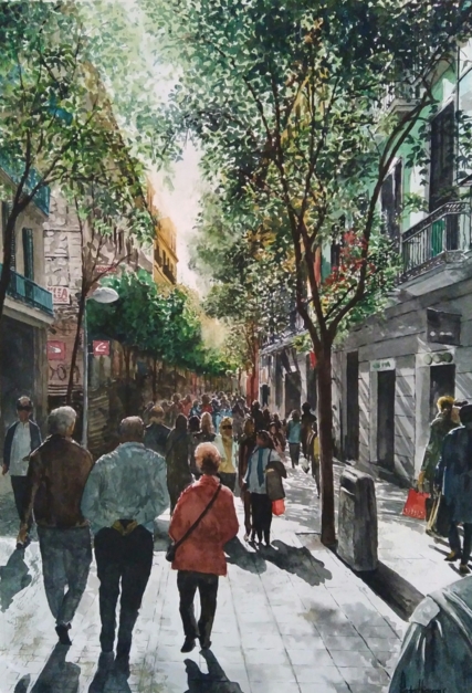 calle de Fuencarral, Madrid |Pintura de Pedro Higueras | Compra arte en Flecha.es