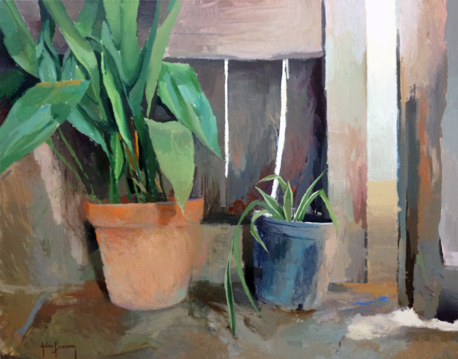 Las macetas de la puerta |Pintura de Antonio Barahona | Compra arte en Flecha.es