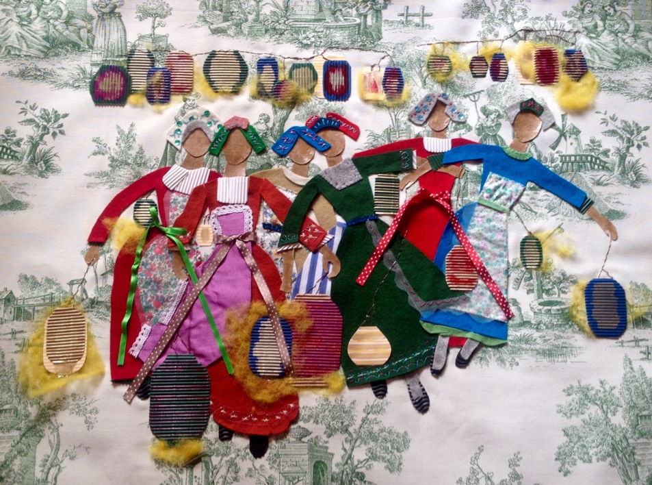 Chicas y Farolillos |Collage de Ruth Álvarez | Compra arte en Flecha.es