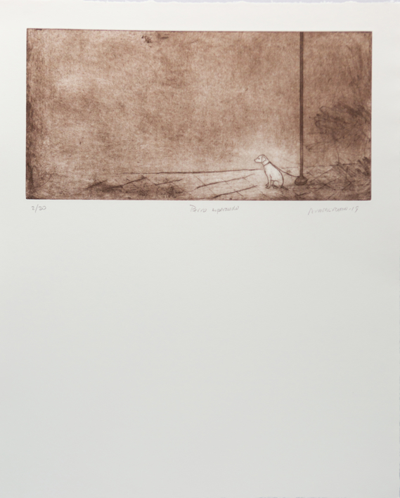 Perro esperando |Obra gráfica de Ana Valenciano | Compra arte en Flecha.es