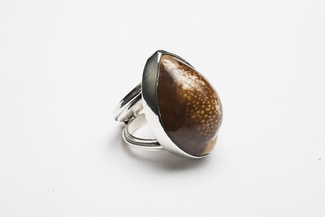 Anillo de plata 950 y caracol marrón |Joyería de Ester Ventura | Compra arte en Flecha.es