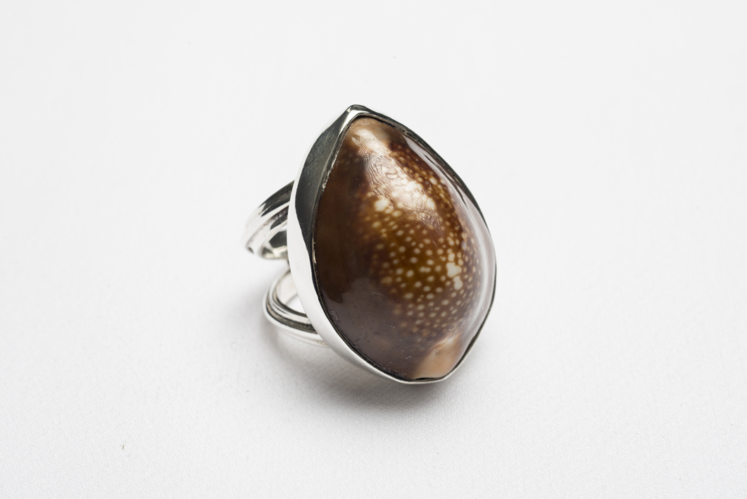 Anillo de plata 950 y caracol marrón | Joyería de Ester Ventura | Compra arte en Flecha.es