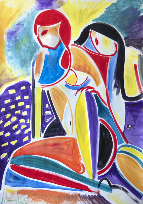 dos mujeres, expresionismo 08 2019 |Pintura de Maciej Cieśla | Compra arte en Flecha.es