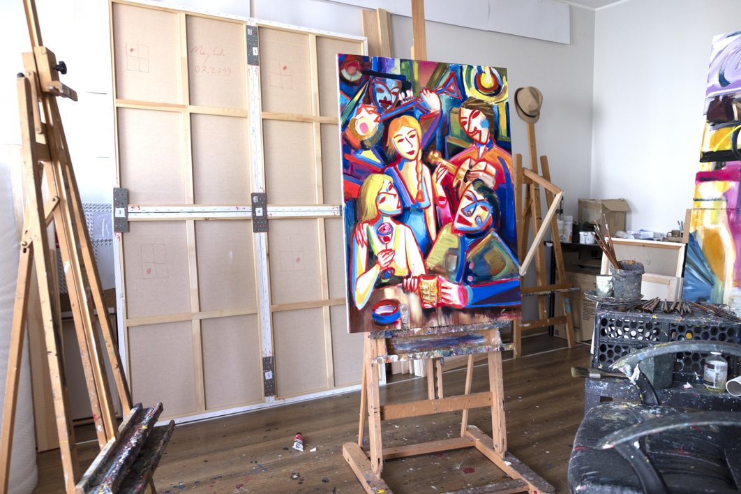 Noche, mujer y música. Expresionismo 08 2019 | Pintura de Maciej Cieśla | Compra arte en Flecha.es