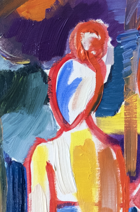 Tres chicas. Desnudo en el jardin | Pintura de Maciej Cieśla | Compra arte en Flecha.es