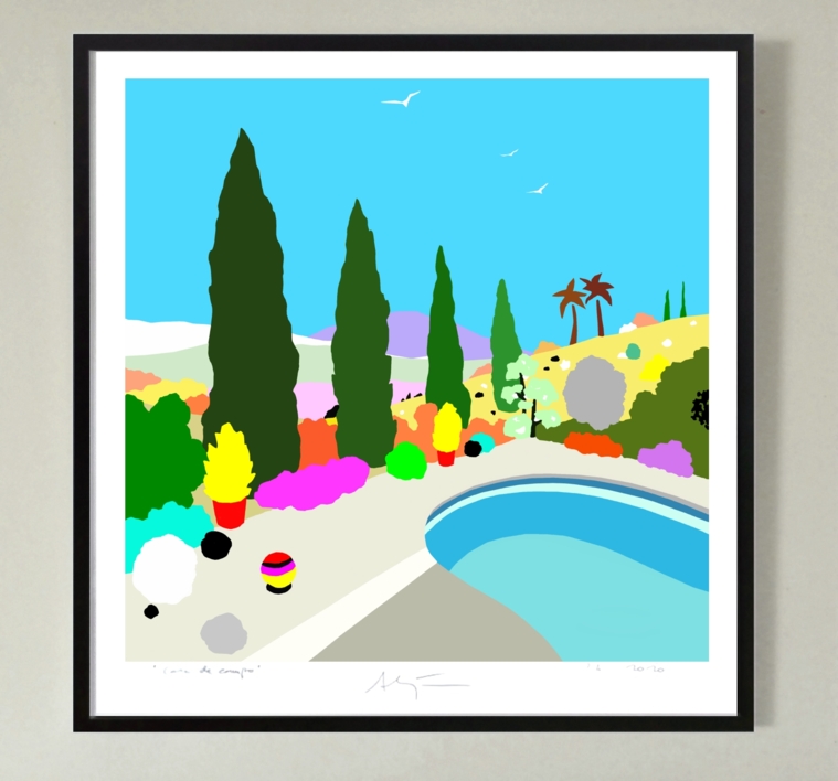 La piscina (100x100cm) | Dibujo de ALEJOS | Compra arte en Flecha.es