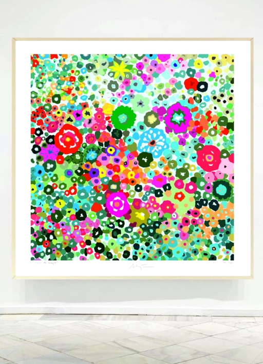 Jardín de flores (100x100cm) | Obra gráfica de ALEJOS | Compra arte en Flecha.es