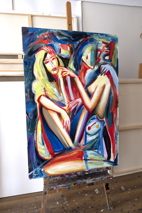 Niña, oscuro, bosque | Pintura de Maciej Cieśla | Compra arte en Flecha.es