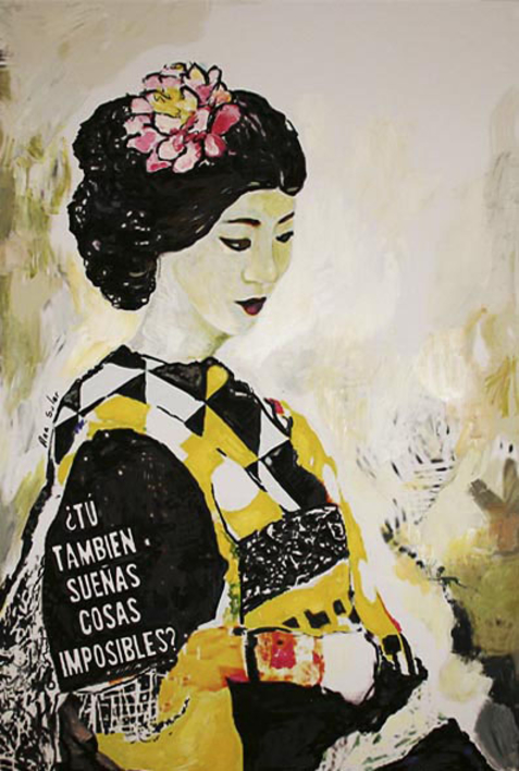 La Dama del pueblo de las flores |Collage de ANA  SOLER   FERNÁNDEZ | Compra arte en Flecha.es