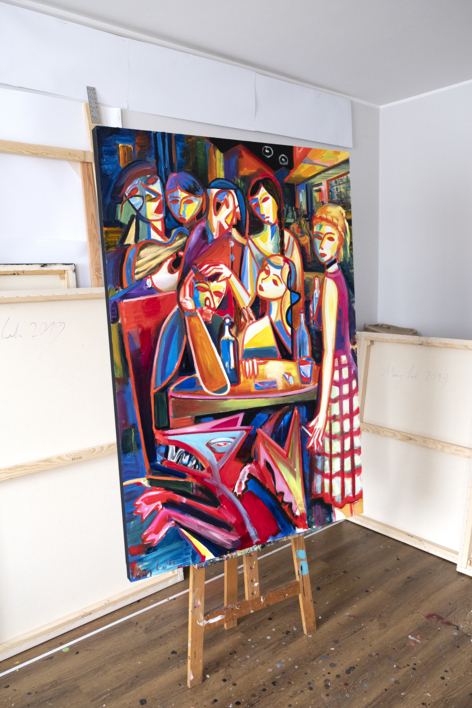 Música, ciudad, mujeres y Oldschool | Pintura de Maciej Cieśla | Compra arte en Flecha.es
