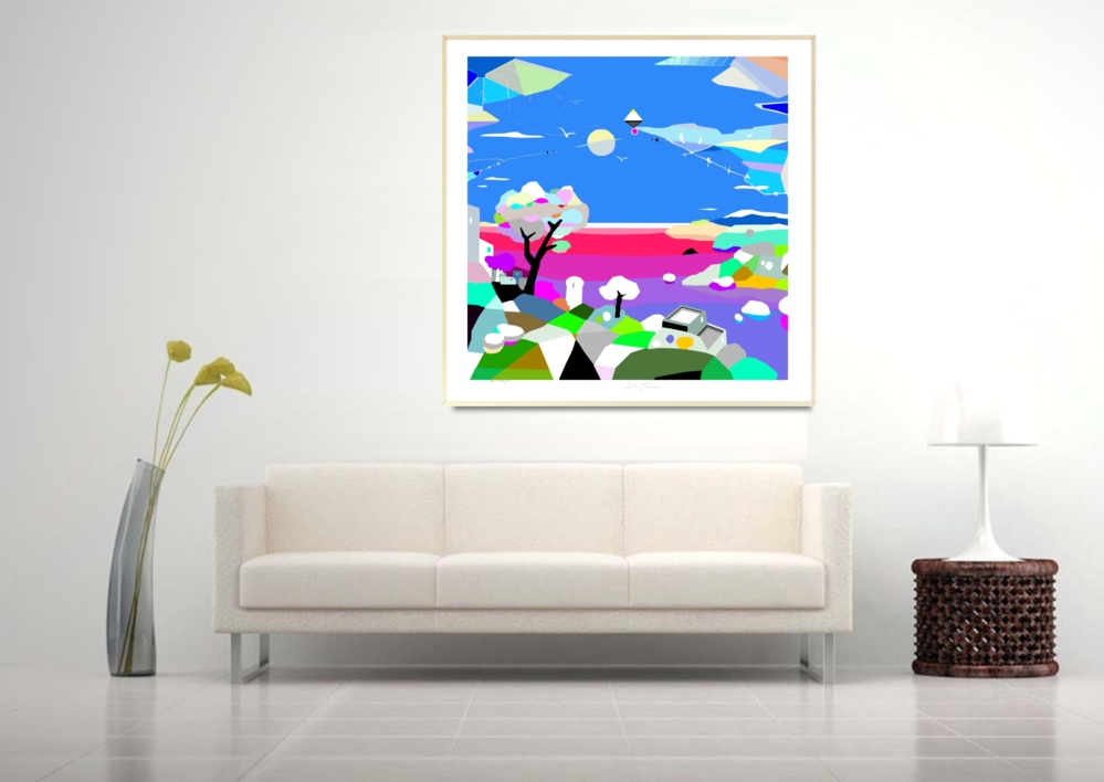 Costa Amalfitana (100x100cm) | Obra gráfica de ALEJOS | Compra arte en Flecha.es