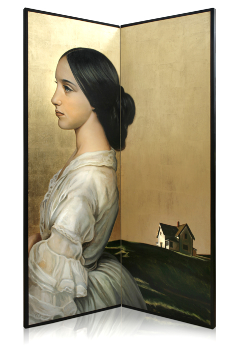 Biombo Dama de blanco |Pintura de Enrique González | Compra arte en Flecha.es