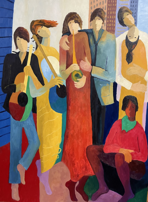 Una fiesta en un azotea  de Nueva York |Pintura de Jenifer Carey | Compra arte en Flecha.es