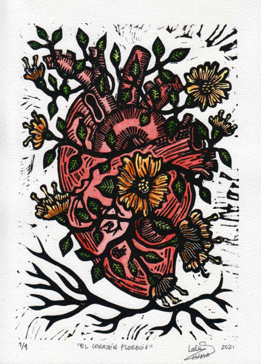El corazón floreció |Obra gráfica de Lola Zavala | Compra arte en Flecha.es