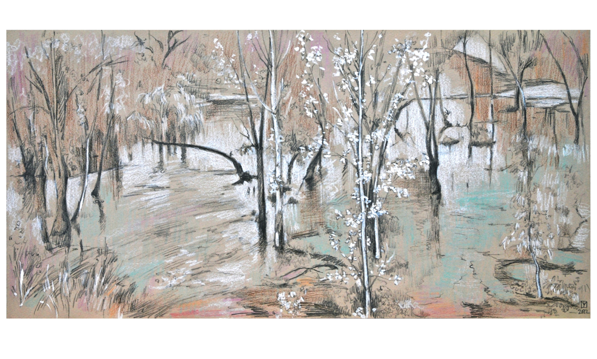 Sobre el río Tormes I |Dibujo de Manuel Luca de tena | Compra arte en Flecha.es