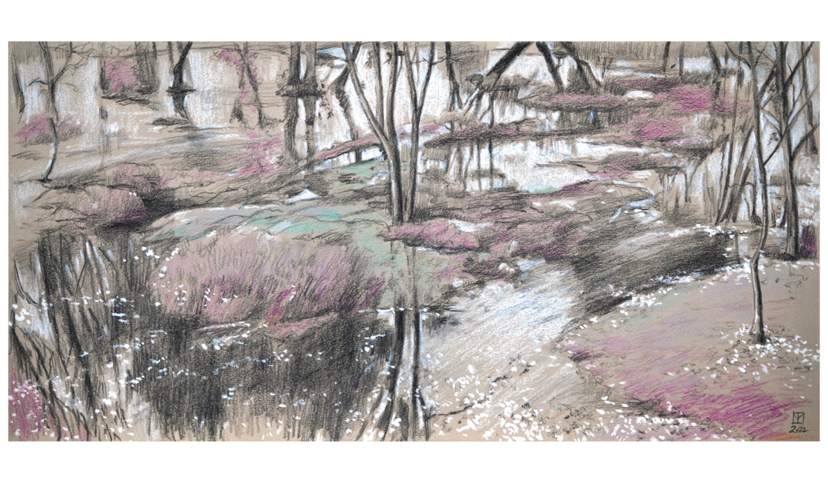 Sobre el río Tormes II |Dibujo de Manuel Luca de tena | Compra arte en Flecha.es