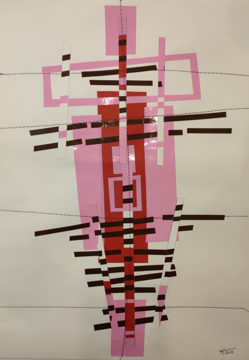 Totem rosado |Collage de Fabiana Zapata | Compra arte en Flecha.es