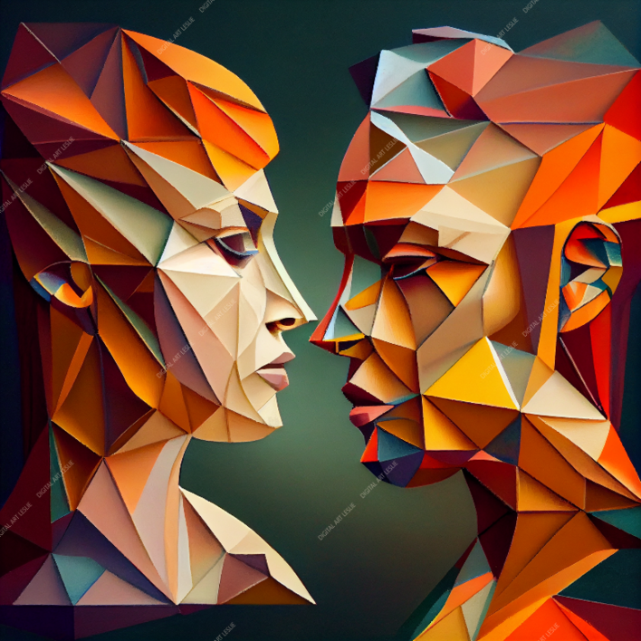 Arte geomertico, Couple |Digital de Leslie Alvarez | Compra arte en Flecha.es