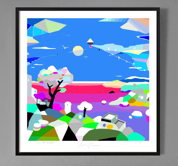 Costa Amalfitana (100x100cm) | Obra gráfica de ALEJOS | Compra arte en Flecha.es