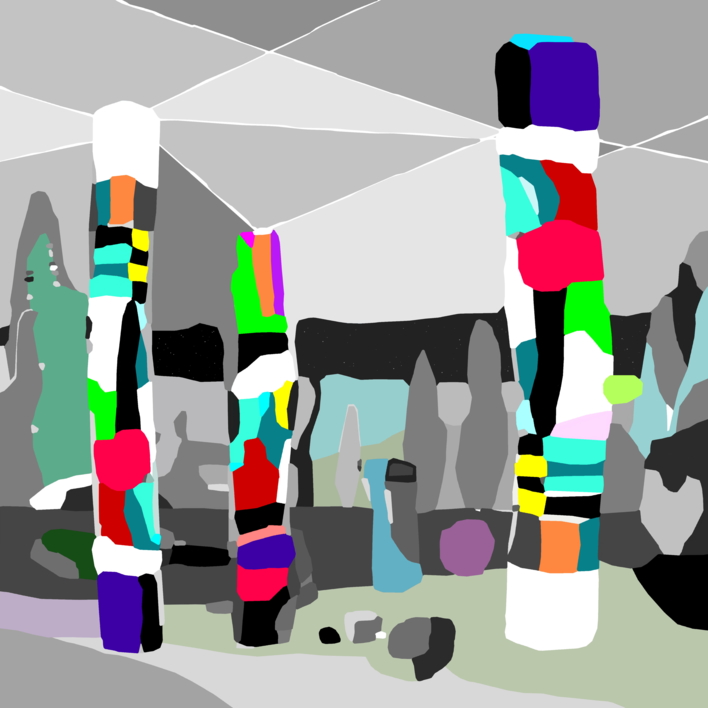 Magical totems (100x100cm) |Dibujo de ALEJOS | Compra arte en Flecha.es