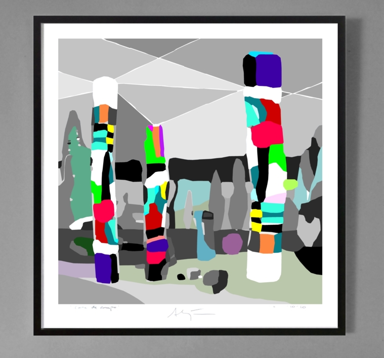 Magical totems (100x100cm) | Dibujo de ALEJOS | Compra arte en Flecha.es