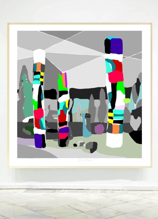 Magical totems (100x100cm) | Dibujo de ALEJOS | Compra arte en Flecha.es