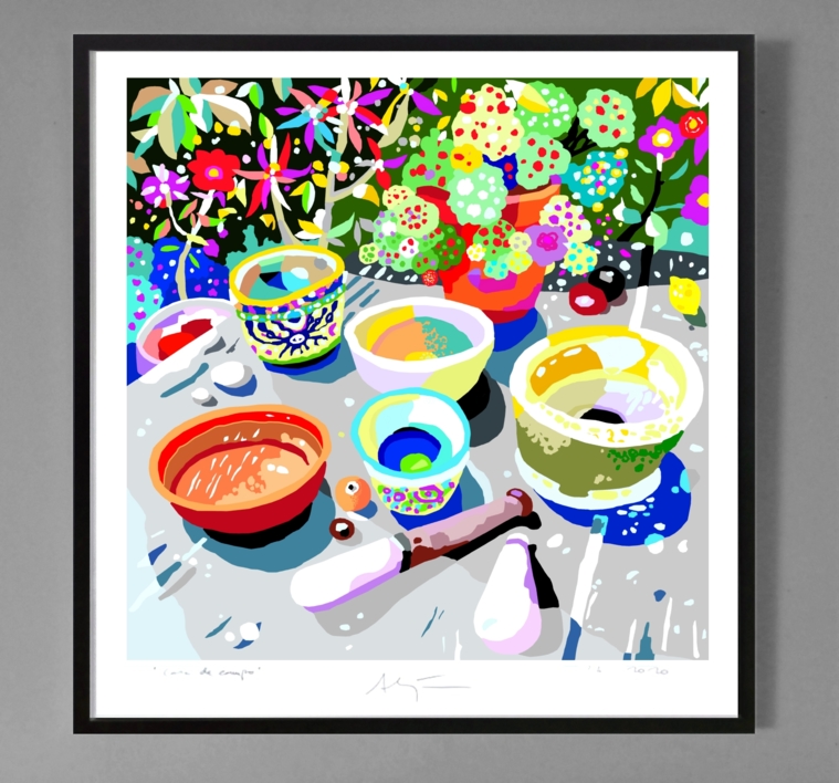 La mesa de cultivo de semillas de luz (81x81cm) | Dibujo de ALEJOS | Compra arte en Flecha.es