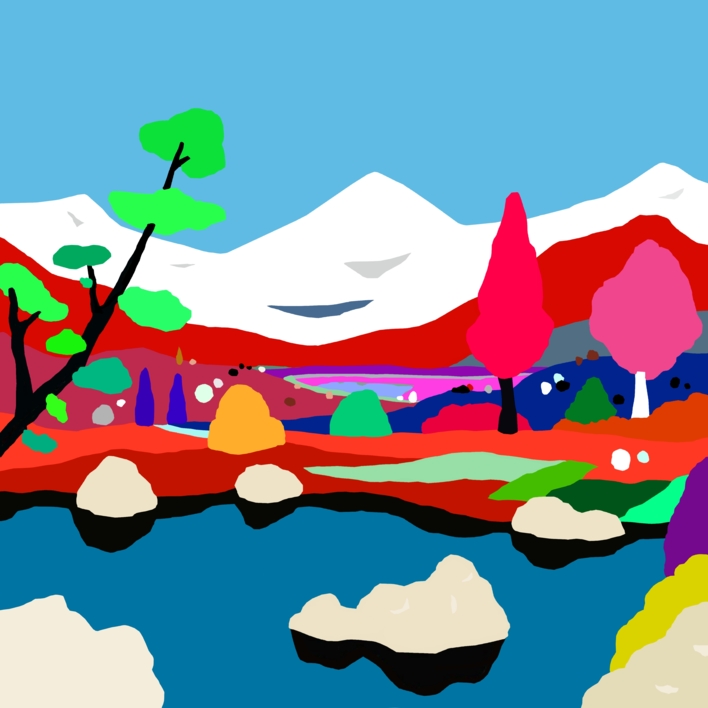 Montañas nevadas (81x81cm) |Dibujo de ALEJOS | Compra arte en Flecha.es