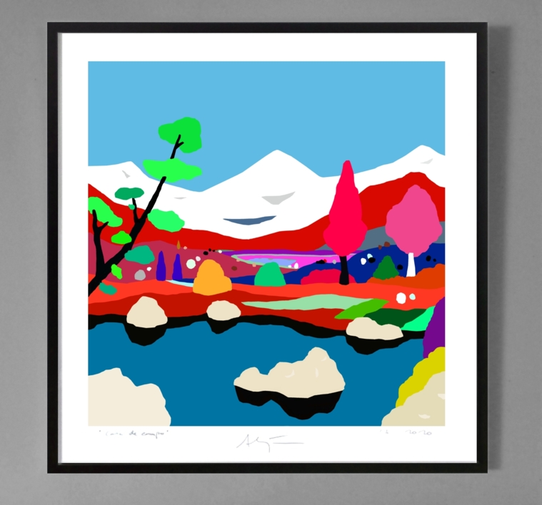 Montañas nevadas (81x81cm) | Dibujo de ALEJOS | Compra arte en Flecha.es