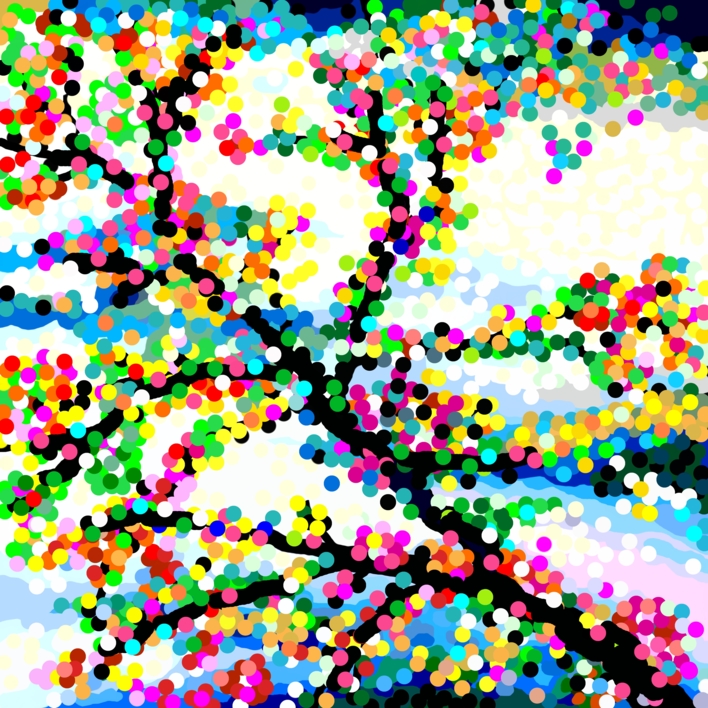 Paraíso DOT (81x81cm) |Dibujo de ALEJOS | Compra arte en Flecha.es