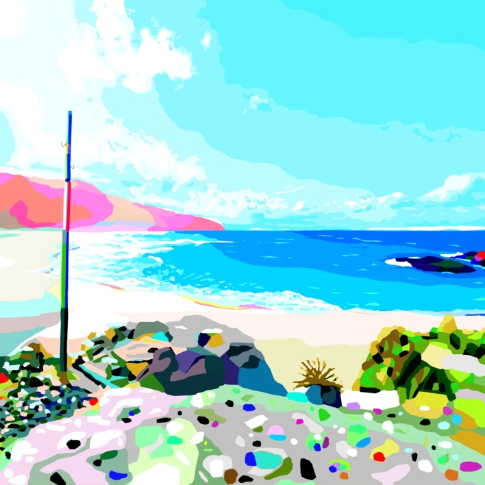 Playa de Doniños (81x81cm) |Dibujo de ALEJOS | Compra arte en Flecha.es