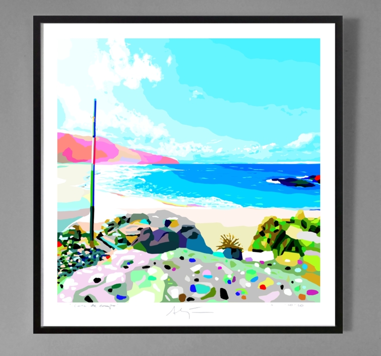 Playa de Doniños (81x81cm) | Dibujo de ALEJOS | Compra arte en Flecha.es