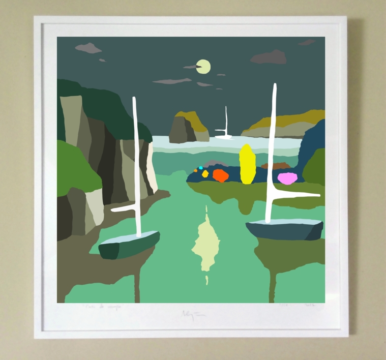 La bahía (43x43cm) | Dibujo de ALEJOS | Compra arte en Flecha.es