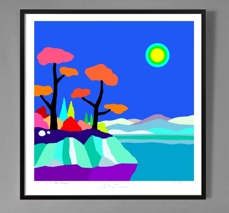 El lago (43x43cm) | Dibujo de ALEJOS | Compra arte en Flecha.es