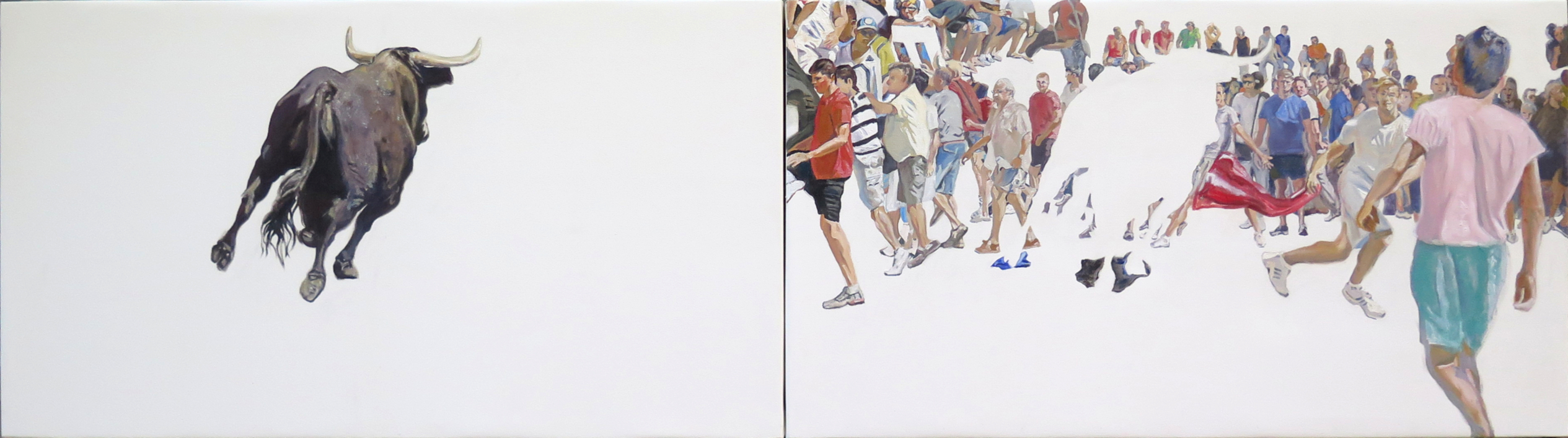 Bous al carrer (díptico) |Pintura de JESÚS MANUEL MORENO | Compra arte en Flecha.es