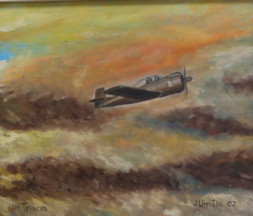 TRIANA HA-100: EL RENACER ENTRE LAS NUBES |Pintura de Juan Urrutia de Hoyos | Compra arte en Flecha.es