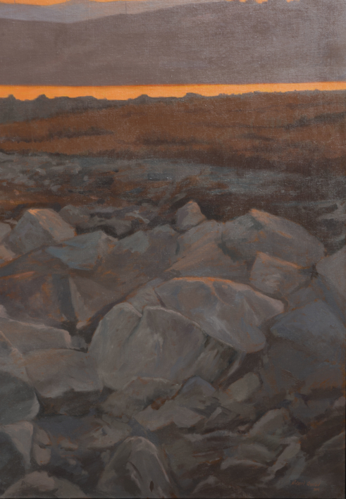 Atardecer en el rompeolas | Pintura de Álvarez Cebrián | Compra arte en Flecha.es