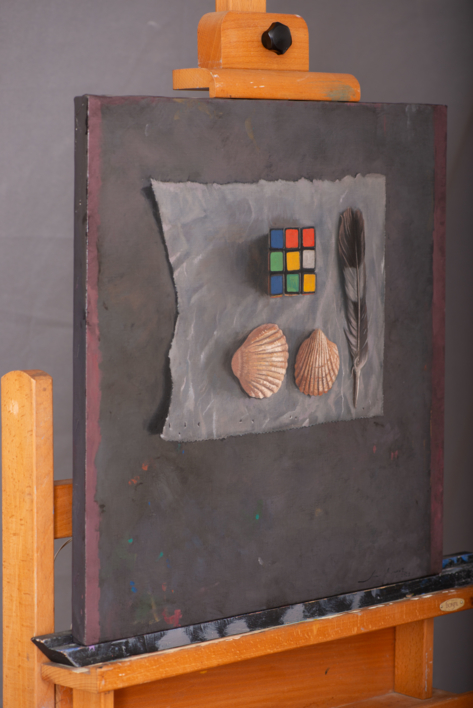 Composición sobre un trozo de papel seda | Pintura de Álvarez Cebrián | Compra arte en Flecha.es