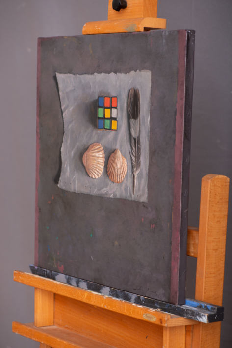 Composición sobre un trozo de papel seda | Pintura de Álvarez Cebrián | Compra arte en Flecha.es