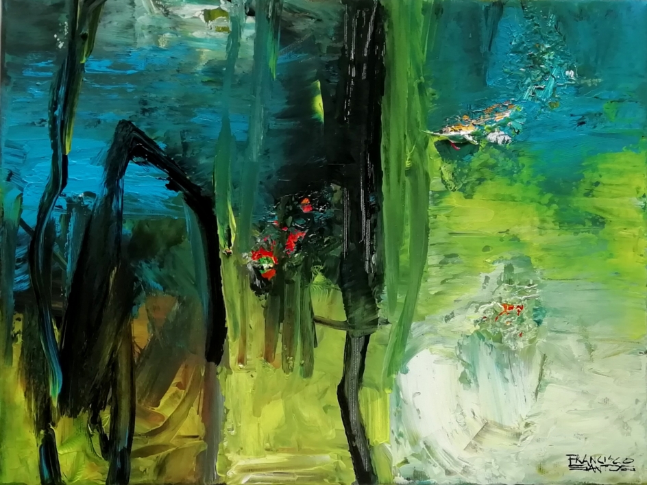 Lake with vegetation |Pintura de Francisco Santos | Compra arte en Flecha.es