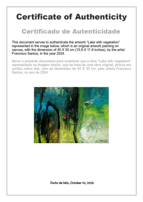 Lake with vegetation | Pintura de Francisco Santos | Compra arte en Flecha.es