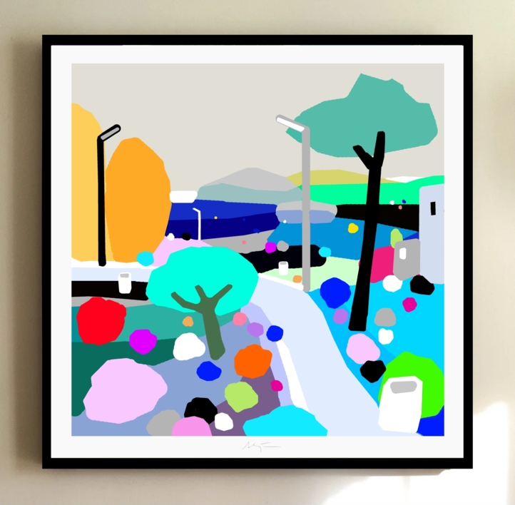 Parque del mar (61x61cm) |Dibujo de ALEJOS | Compra arte en Flecha.es