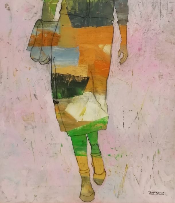 Un día soleado en la playa de Nazaré | Pintura de Francisco Santos | Compra arte en Flecha.es