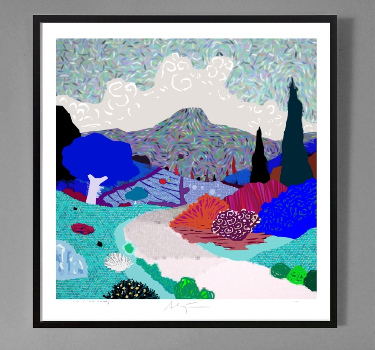 Camino en los campos (43x43cm) |Dibujo de ALEJOS | Compra arte en Flecha.es