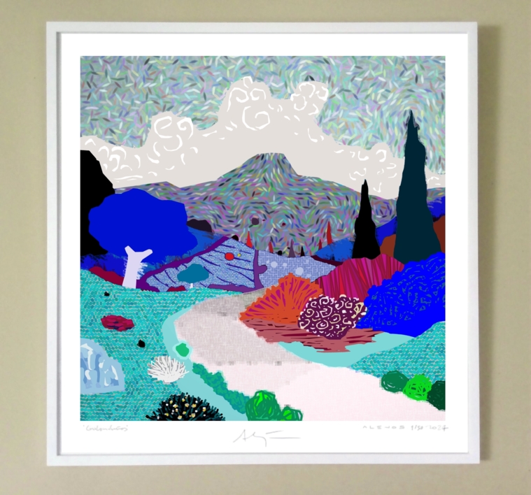 Camino en los campos (43x43cm) | Dibujo de ALEJOS | Compra arte en Flecha.es