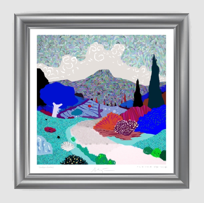 Camino en los campos (43x43cm) | Dibujo de ALEJOS | Compra arte en Flecha.es