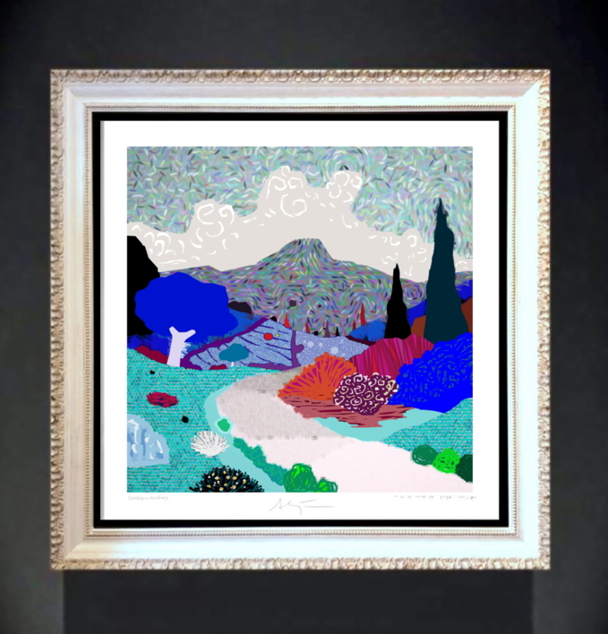 Camino en los campos (43x43cm) | Dibujo de ALEJOS | Compra arte en Flecha.es