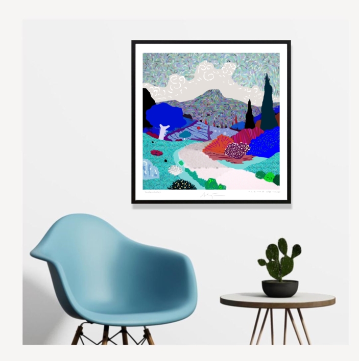 Camino en los campos (43x43cm) | Dibujo de ALEJOS | Compra arte en Flecha.es